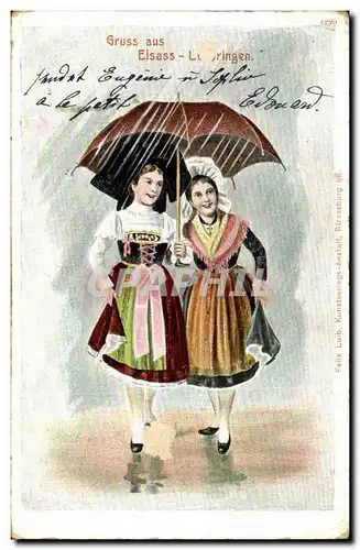 Ansichtskarte AK GRuss aus Elsass Lothringen (folklore enfants)