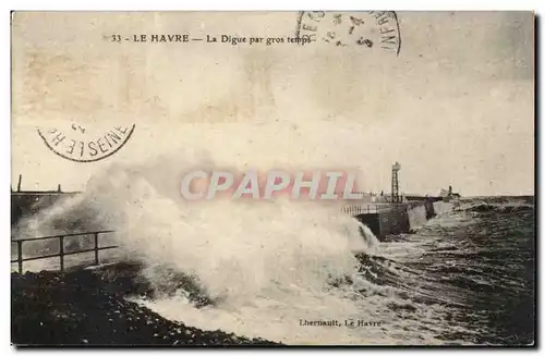 Le Havre Cartes postales La digue par gros temps