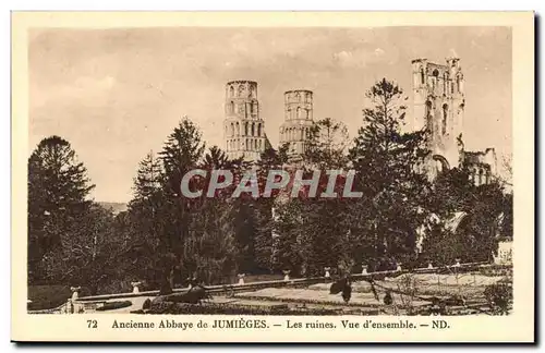 Ansichtskarte AK Ancienne abbaye de Jumieges Les ruines Vue d&#39ensemble