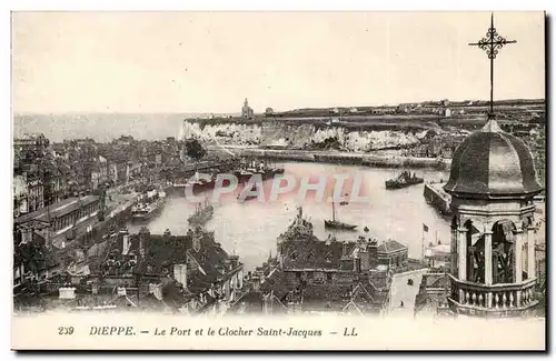 Dieppe Cartes postales le port et le clocher Saint Jacques