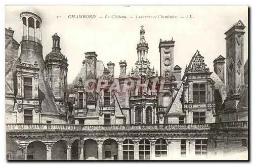 Chambord Ansichtskarte AK Le chateau Lucarnes et cheminees