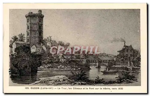 Oudon Cartes postales La tour les coteaux et le pont suir le Havre vers 1830