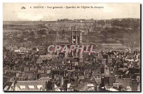 Dieppe Ansichtskarte AK Vue generale Quartier de l&#39eglise St Jacques (vignette Tuberculose Vivre)