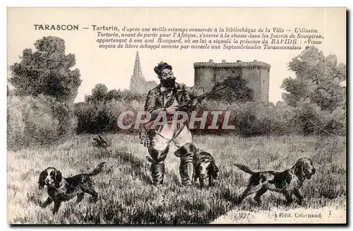 Tarascon Ansichtskarte AK Tartarin d&#39apres une vieille estampe a la bibliotheque de la ville (chiens)