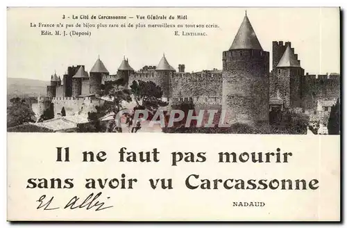 Ansichtskarte AK il ne faut pas mourir sans avoir vu CArcassonne