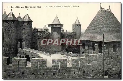 CArcassonne Ansichtskarte AK Le chateau feodal Entree principale