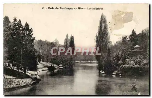 Bois de Boulogne en hiver Ansichtskarte AK Lac inferieur