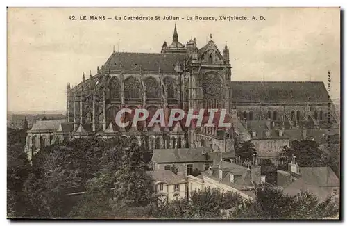 Le Mans Cartes postales la cathedrale St Julien La rosace