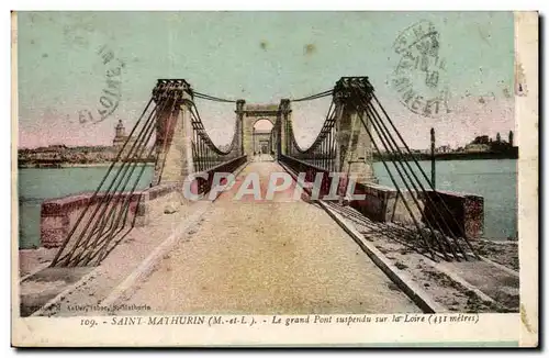 Ansichtskarte AK Saint Mathurin Le grand pont suspendu sur la Loire
