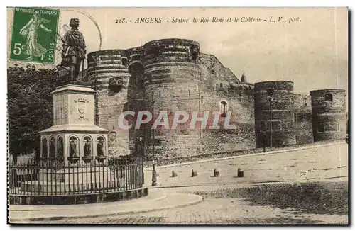 Cartes postales Angers Statue du roi Rene et le chateau