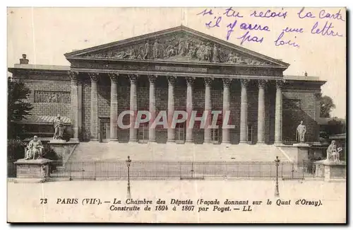 Paris Ansichtskarte AK Chambre des deputes (facade Quai d&#39Orsay) Construite de 1804 a 1807 par Poyet