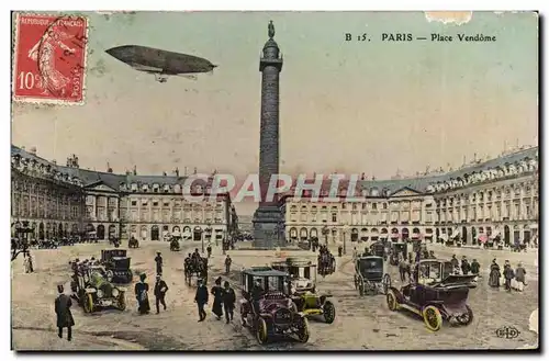 Paris Cartes postales Place Vendome (dirigeable zeppelin)