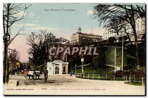 Pau Ansichtskarte AK Avenue du bois Louis et funiculaire (boeuf attelage)