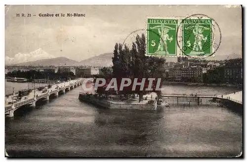 Suisse Cartes postales Geneve et le Mont Blanc