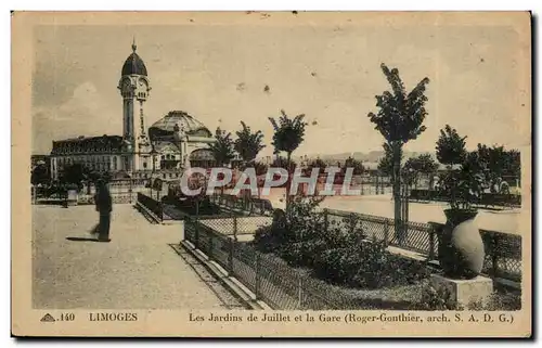 Limoges Cartes postales Les jardins de Juillet et la gare (Roger Gonthier)