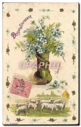 Animaux - Moutons - Doux Souvenirs - relief - Cartes postales