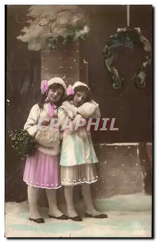 Fantaisie - Enfant - Deux Filles - Bonne Annee - Cartes postales