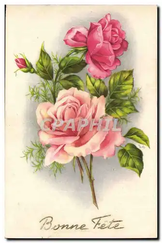 Fantaisie - Bonne Fete - Fleurs - Cartes postales