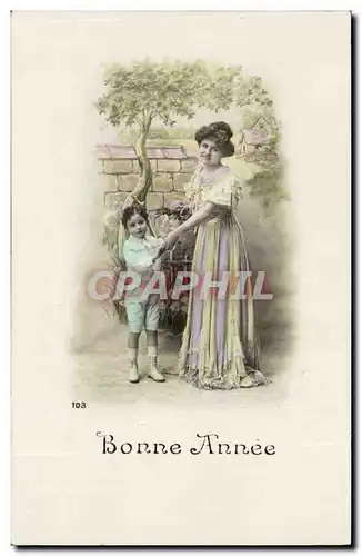 Fantaisie - Enfant et Mere - Bonne Annee - Cartes postales