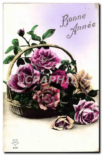 Fantaisie - Bonne Annee - rose - Cartes postales