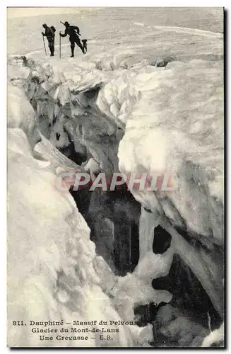 dauphine - Massif - Glacier du Mont de Lans- chien - dog - sport d&#39hiver - Cartes postales