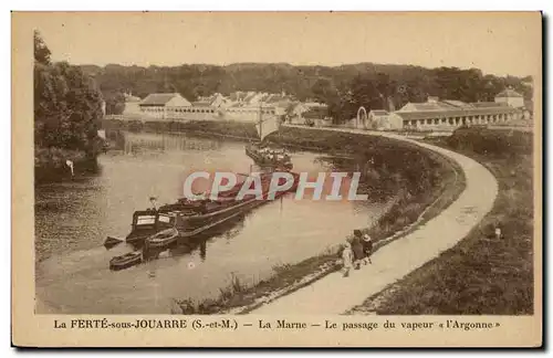 Le FErte sous Jouarre Cartes postales Le passage du vapeur l&#39Argonne (peniche)