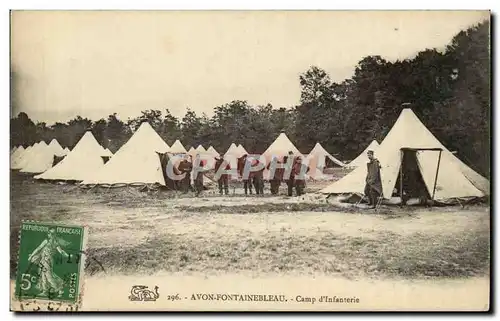 Avon Fontainebleau Ansichtskarte AK Camp d&#39infanterie (soldats militaria)