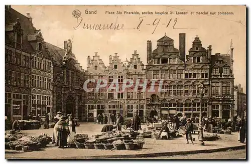 Belgie Belgique Gand Ansichtskarte AK place Ste Pharaide Ancien hospice St Laurent et marche aux poissons TOP
