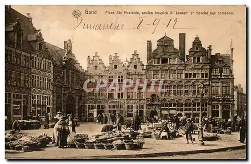 Belgie Belgique Gand Cartes postales place Ste Pharaide Ancien hospice St Laurent et marche aux poissons TOP