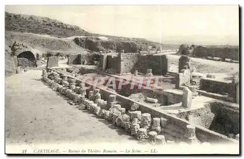 Tunisie Carthage Cartes postales Ruines du theatre romain La Scene