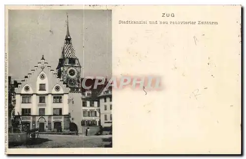 Suisse Cartes postales Zug stadtkanzlei und neu renovierter Zitturm