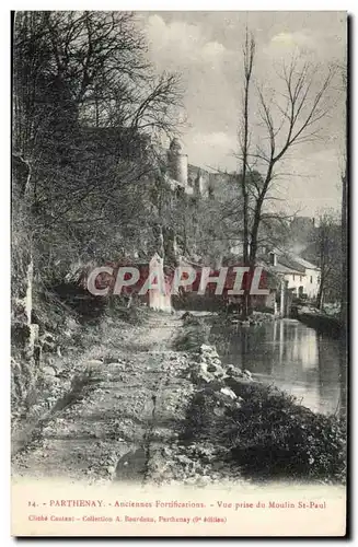 Parthenay Cartes postales Anciennes fortifications Vue prise du moulin St Paul