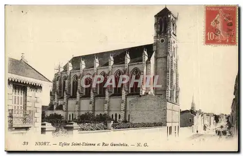 Niort Cartes postales Eglise Saint Etienne et rue Gambetta