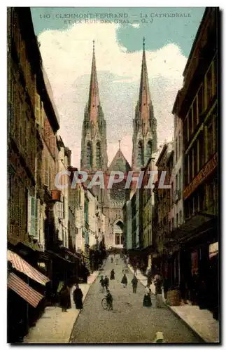 Clermont Ferrand Cartes postales La cathedrale et la rue des Gras