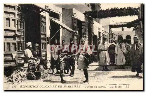 Ansichtskarte AK Exposition coloniale de Marseille Palais du Maroc Les souks TOP