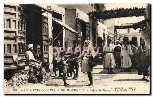 Cartes postales Exposition coloniale de Marseille Palais du Maroc Les souks TOP