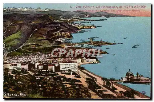 Nice Ansichtskarte AK Cote d&#39azur a vol d&#39aeroplane de Nice a Menton