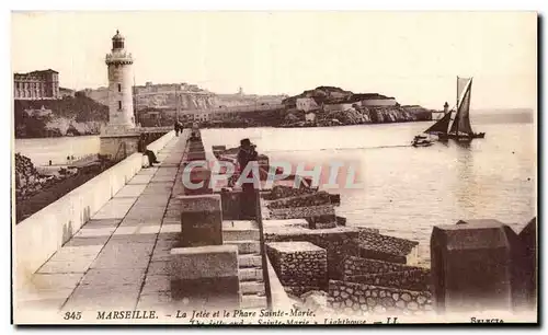 Marseille Cartes postales La jetee et le phare Sainte Marie