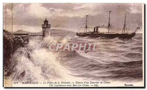 Marseille Cartes postales Phare de la Desirade (bateau ship boat)