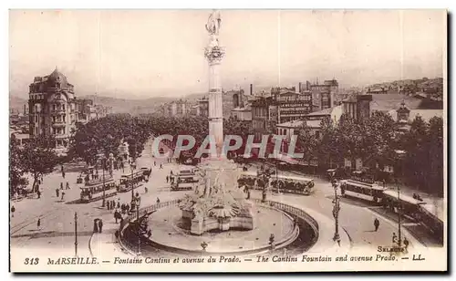 Marseille Cartes postales Fontaine Cantini et avenue du Prado