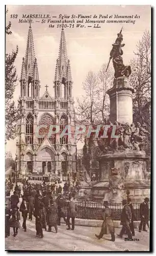 Marseille Cartes postales Eglise St Vincent de Paul et Monument des mobiles