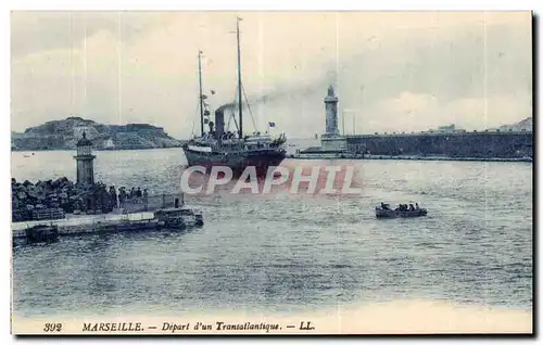 Marseille Cartes postales Depart d'un transatlantique (bateau boat)