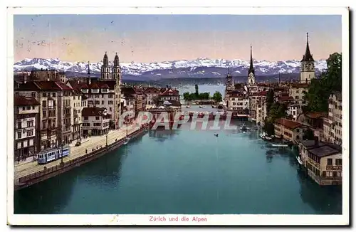 Suisse Ansichtskarte AK Zurich und die Alpen