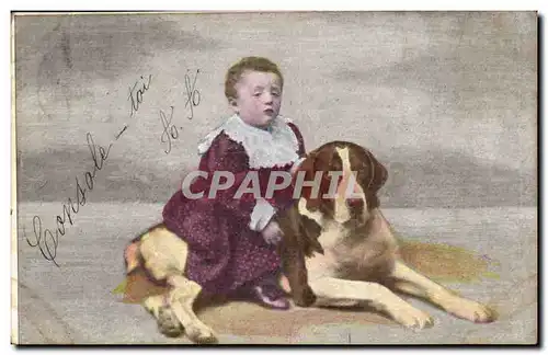 Cartes postales Fantaisie Enfant et chien (labrador dog)