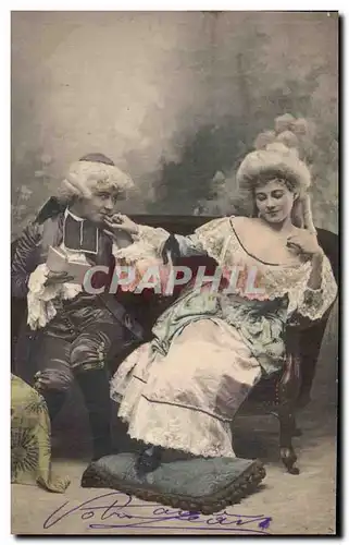 Ansichtskarte AK Fantaisie Femme et gentilhomme Enfants