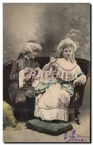 Cartes postales Fantaisie Femme et gentilhomme Enfants