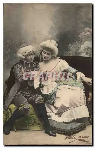 Ansichtskarte AK Fantaisie Femme et gentilhomme Enfants