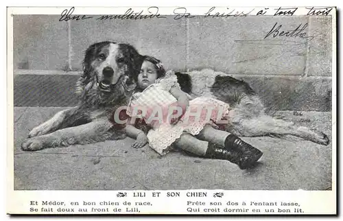 Cartes postales Lili et son chien (dog)