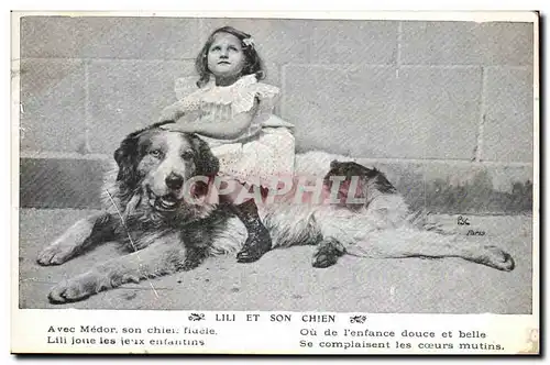 Cartes postales Lili et son chien (dog)