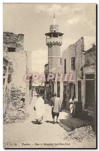 Tunisie Tunis Cartes postales Rue et mosquee Sidi Ben Ziad